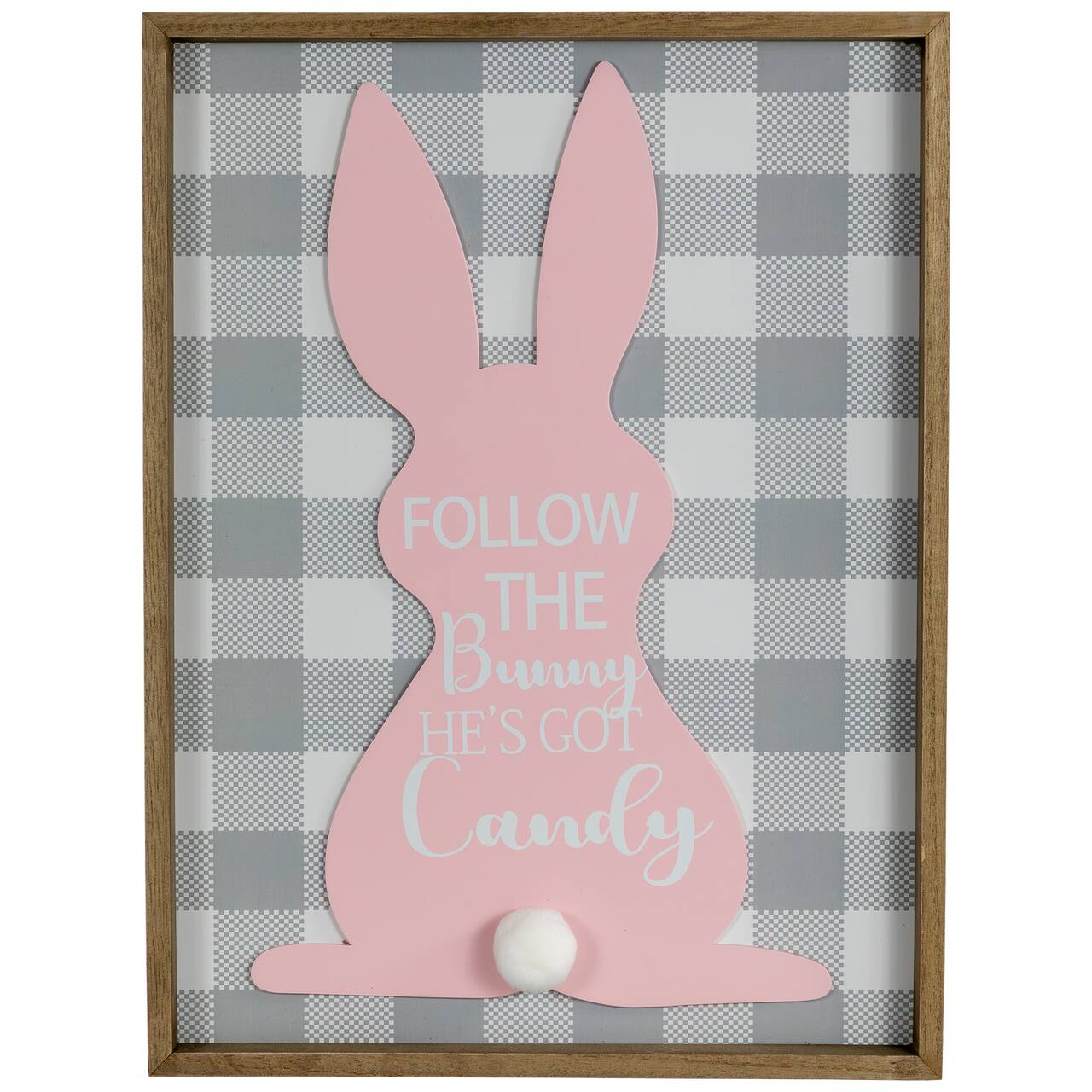 Follow the Bunny He&#x27;s Got Candy Easter Bunny Framed Wall Sign